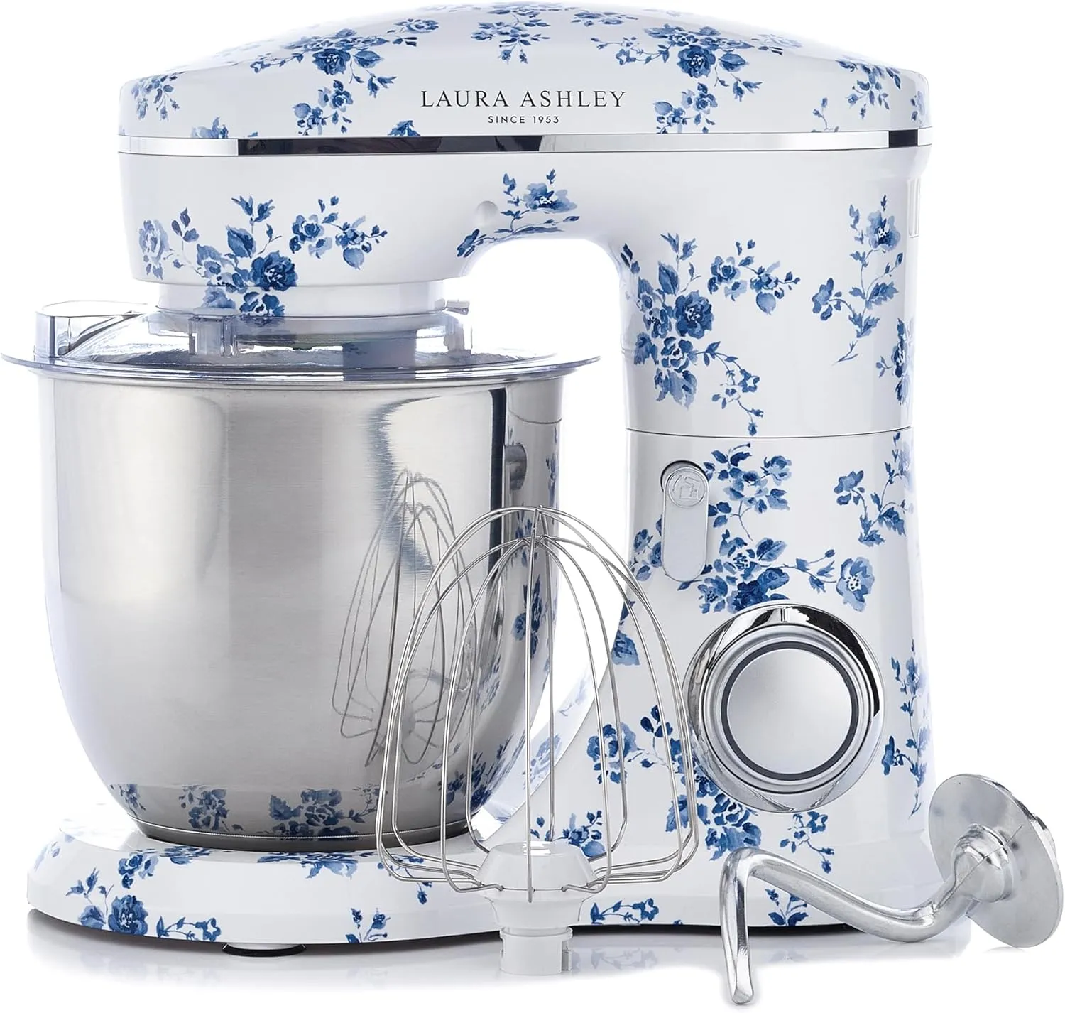 Laura Ashley China Rose 4.8 Quarts Electric Stand Mixer with Attachments - Easy to use Countertop with Bowl -Cake, Dough Mixer Machine with Dough Hook, Beater, Egg Whisk & Handy Splash Cover