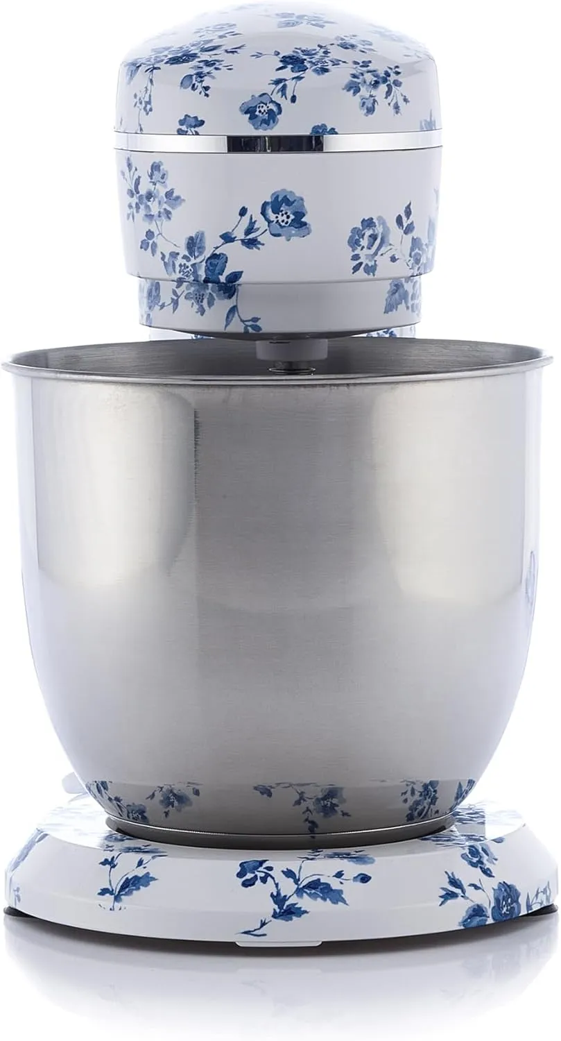 Laura Ashley China Rose 4.8 Quarts Electric Stand Mixer with Attachments - Easy to use Countertop with Bowl -Cake, Dough Mixer Machine with Dough Hook, Beater, Egg Whisk & Handy Splash Cover