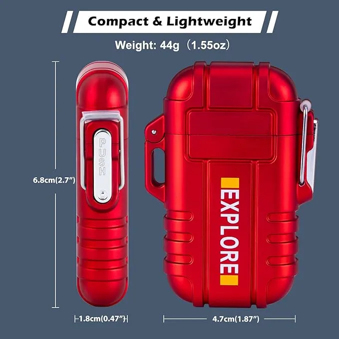 LcFun Arc Lighter Waterproof Windproof Rechargeable USB Plasma Flameless Electric Lighters with Lanyard Sports Fan Lighters for Survival, Tactical, EDC Gear, Camping (Red)