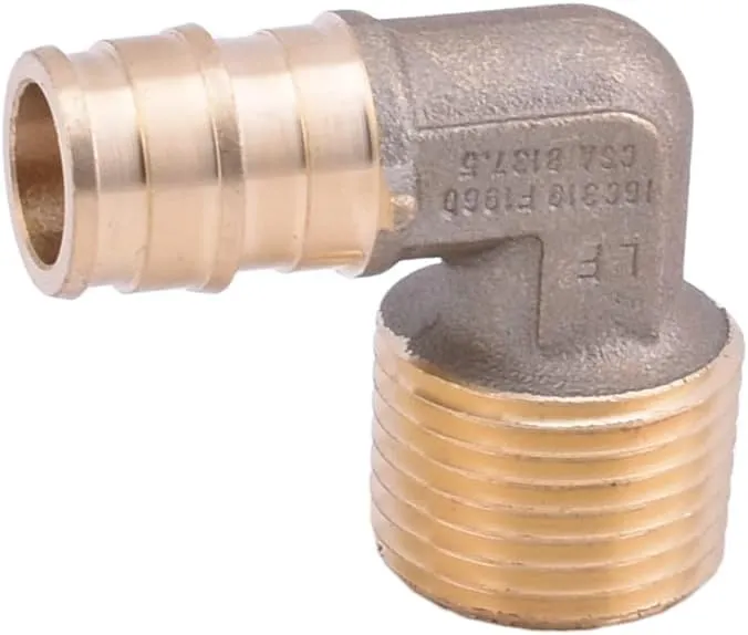 LD Valve-Pex A Fitting 1/2-in ProPex x 1/2-in MPT Brass Elbow for PEX-A System Pipe,F1960 Brass Pex Expansion Transition Fittings PPEX to Male Thread Elbow (8-Pack)