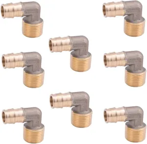 LD Valve-Pex A Fitting 1/2-in ProPex x 1/2-in MPT Brass Elbow for PEX-A System Pipe,F1960 Brass Pex Expansion Transition Fittings PPEX to Male Thread Elbow (8-Pack)