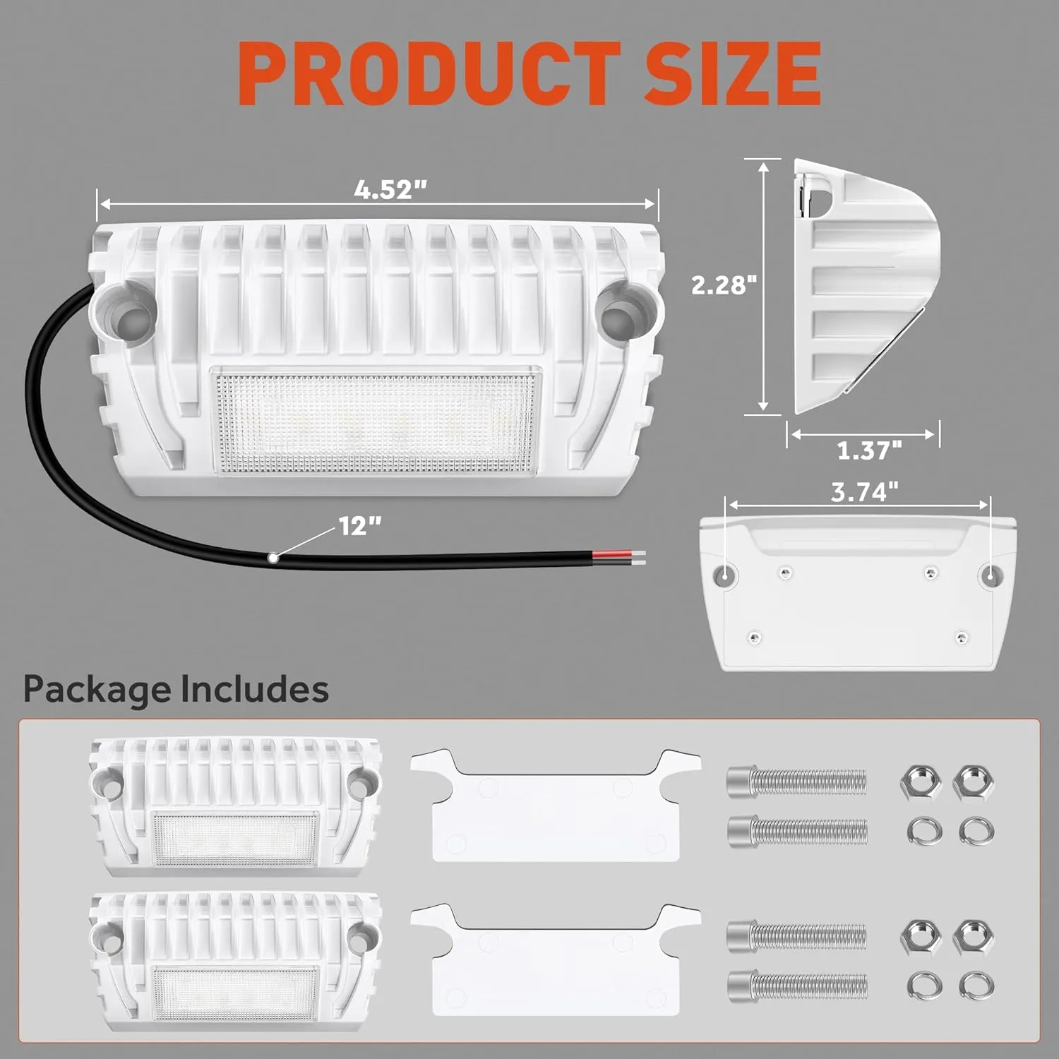 LED RV Porch Light Aluminum Exterior Utility Light 12V White RV Exterior Led Lighting Outside Lights Compatible with RV Camper Trailers Lighting Fixture 750 Lumen Replacement Lighting(2 Pack)