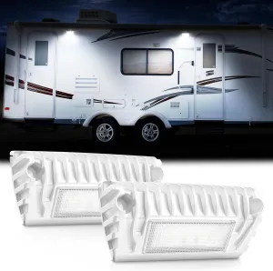 LED RV Porch Light Aluminum Exterior Utility Light 12V White RV Exterior Led Lighting Outside Lights Compatible with RV Camper Trailers Lighting Fixture 750 Lumen Replacement Lighting(2 Pack)