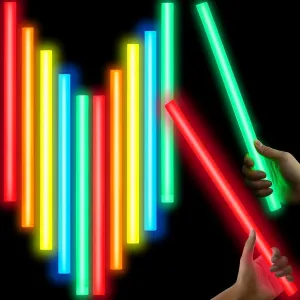 Lewtemi 10 Pcs 14 Inch Large Glow Sticks Christmas Jumbo Sticks Big Glow Stick Giant Light Stick Emergency Light Stick for Camping Accessories, Survival Kit