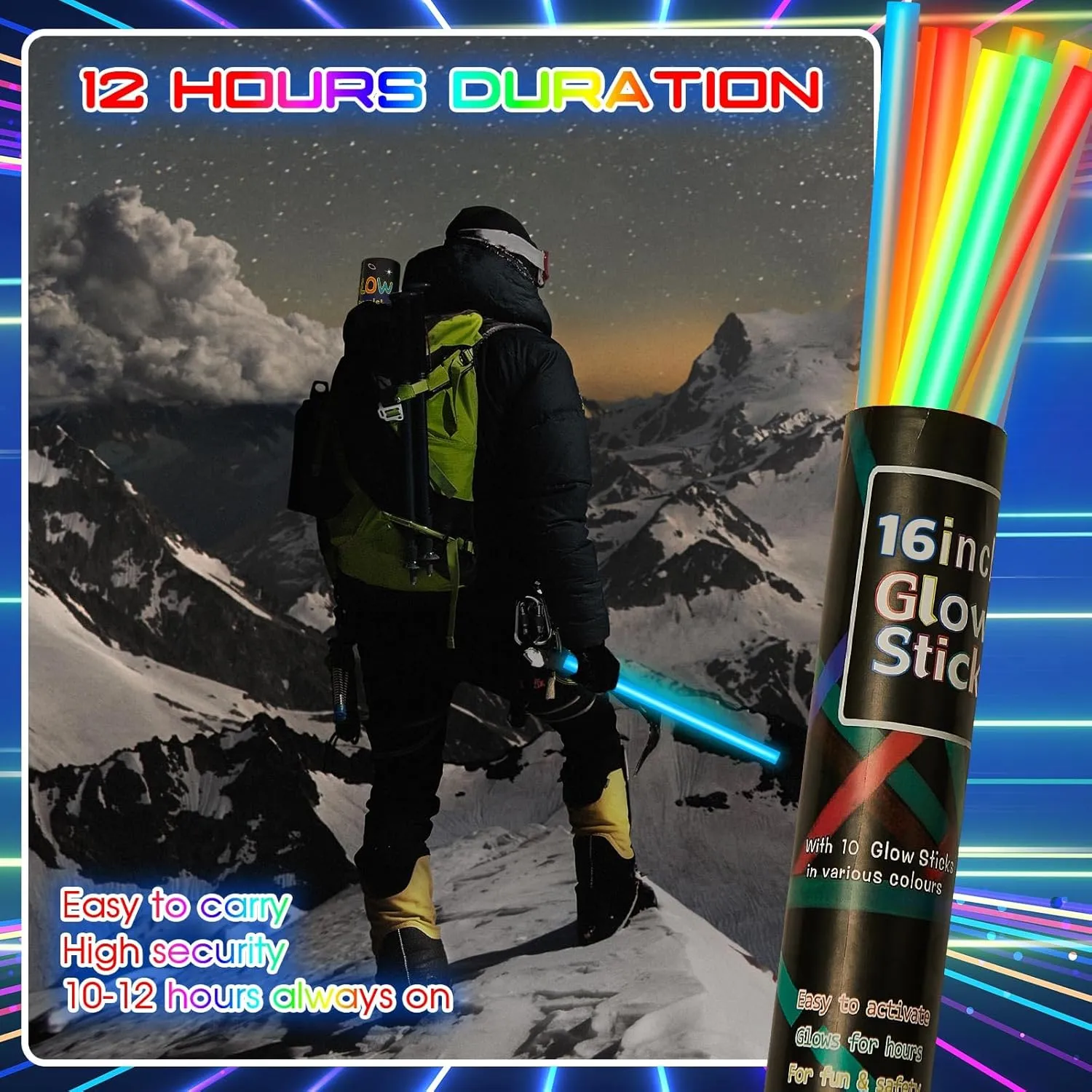 Lewtemi 10 Pcs 14 Inch Large Glow Sticks Christmas Jumbo Sticks Big Glow Stick Giant Light Stick Emergency Light Stick for Camping Accessories, Survival Kit