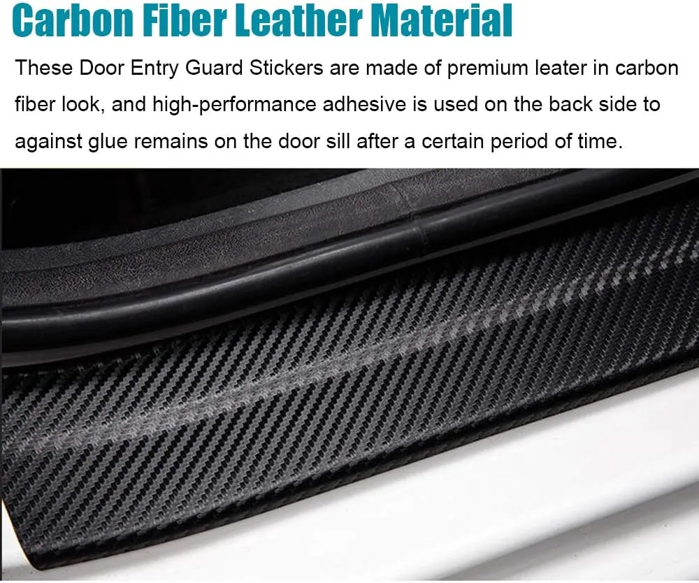 LEXLEY For Honda 2005-2023 2024 2025 4-Door CIVIC Carbon Fiber Style Leather Door Sill Protector Anti-Dirty Scuff Plate Cover Guard Sills Protector Trim,Welcome Pedal Protect 4PCS -RED
