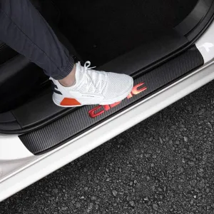 LEXLEY For Honda 2005-2023 2024 2025 4-Door CIVIC Carbon Fiber Style Leather Door Sill Protector Anti-Dirty Scuff Plate Cover Guard Sills Protector Trim,Welcome Pedal Protect 4PCS -RED