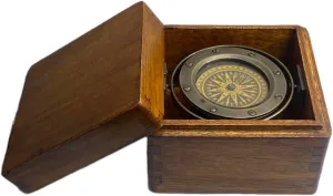 Libeboat Directional Magnetic Brass Compass with Rosewood Box – Vintage Nautical Working Compass for Navigation, Hiking, Camping, Travel, Boating & Décor – Authentic Medieval Style Collectible Gift