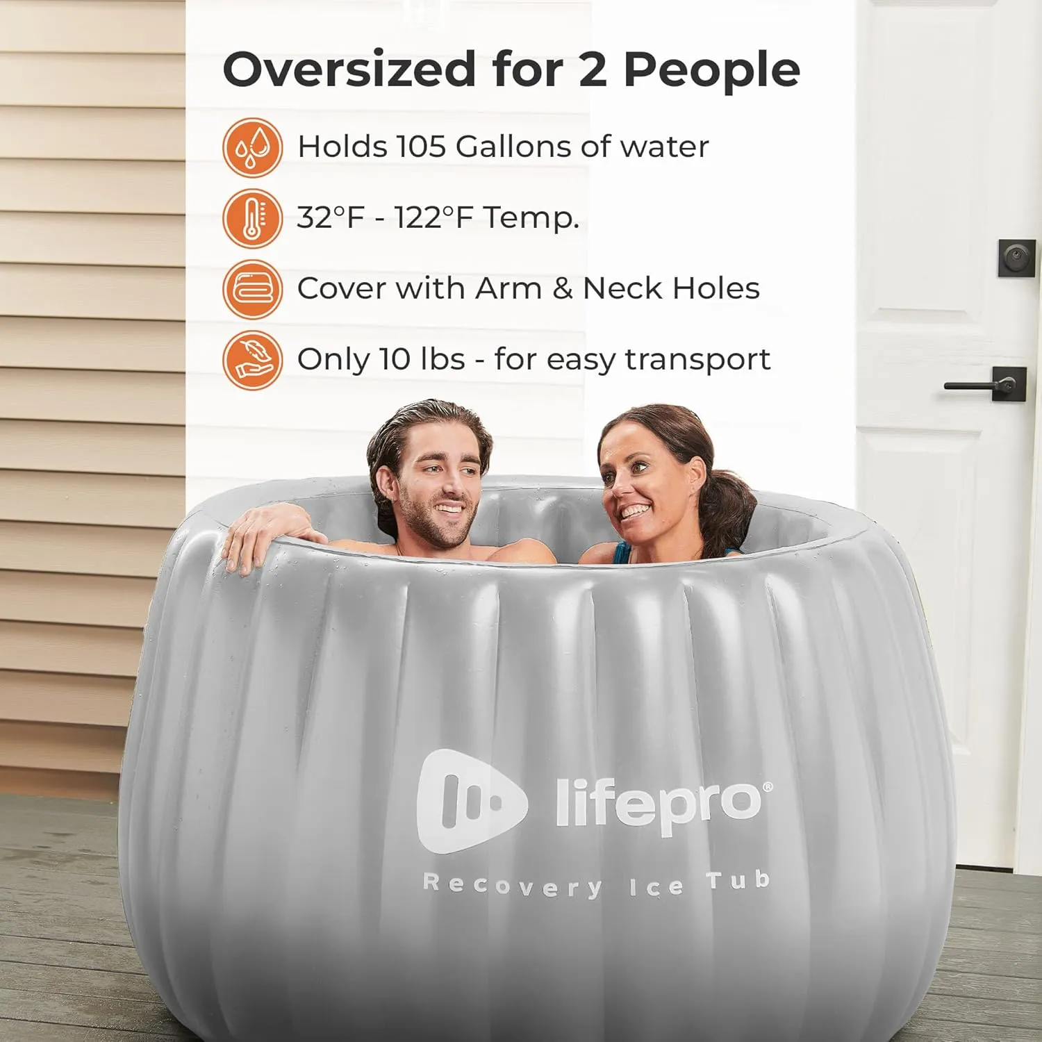 Lifepro 2-Person Portable Ice Bath Tub for Athletes XL - Self-Inflatable Cold Plunge Tub for Adults - Foldable Ice Pod Tub for Outdoor Use