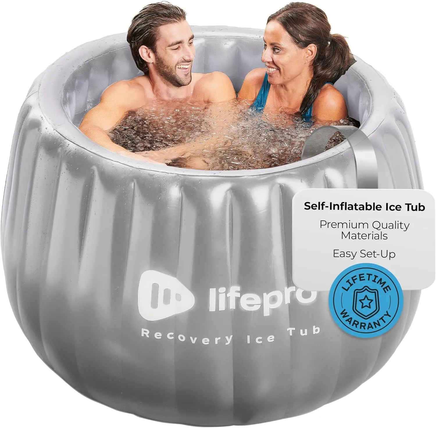 Lifepro 2-Person Portable Ice Bath Tub for Athletes XL - Self-Inflatable Cold Plunge Tub for Adults - Foldable Ice Pod Tub for Outdoor Use