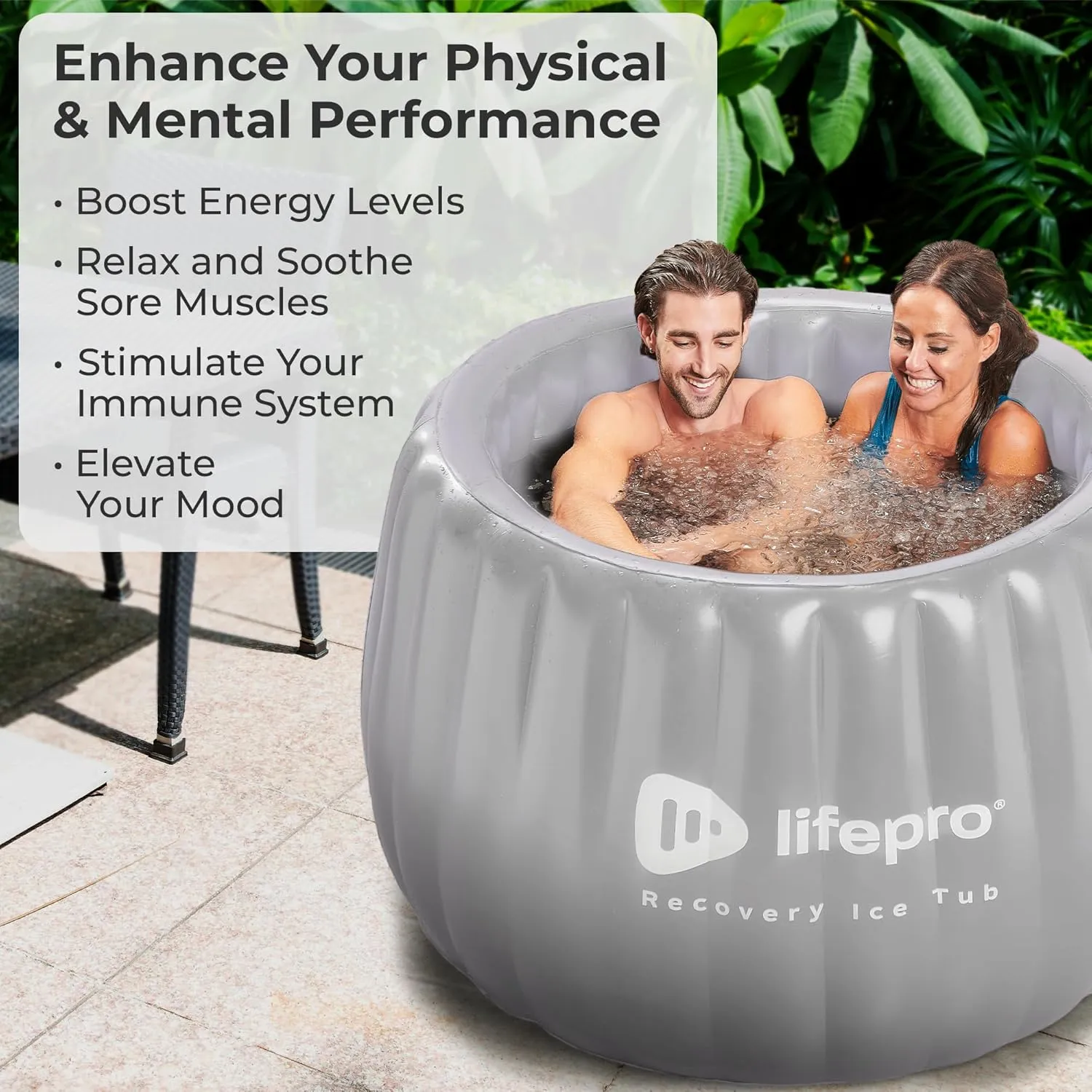 Lifepro 2-Person Portable Ice Bath Tub for Athletes XL - Self-Inflatable Cold Plunge Tub for Adults - Foldable Ice Pod Tub for Outdoor Use