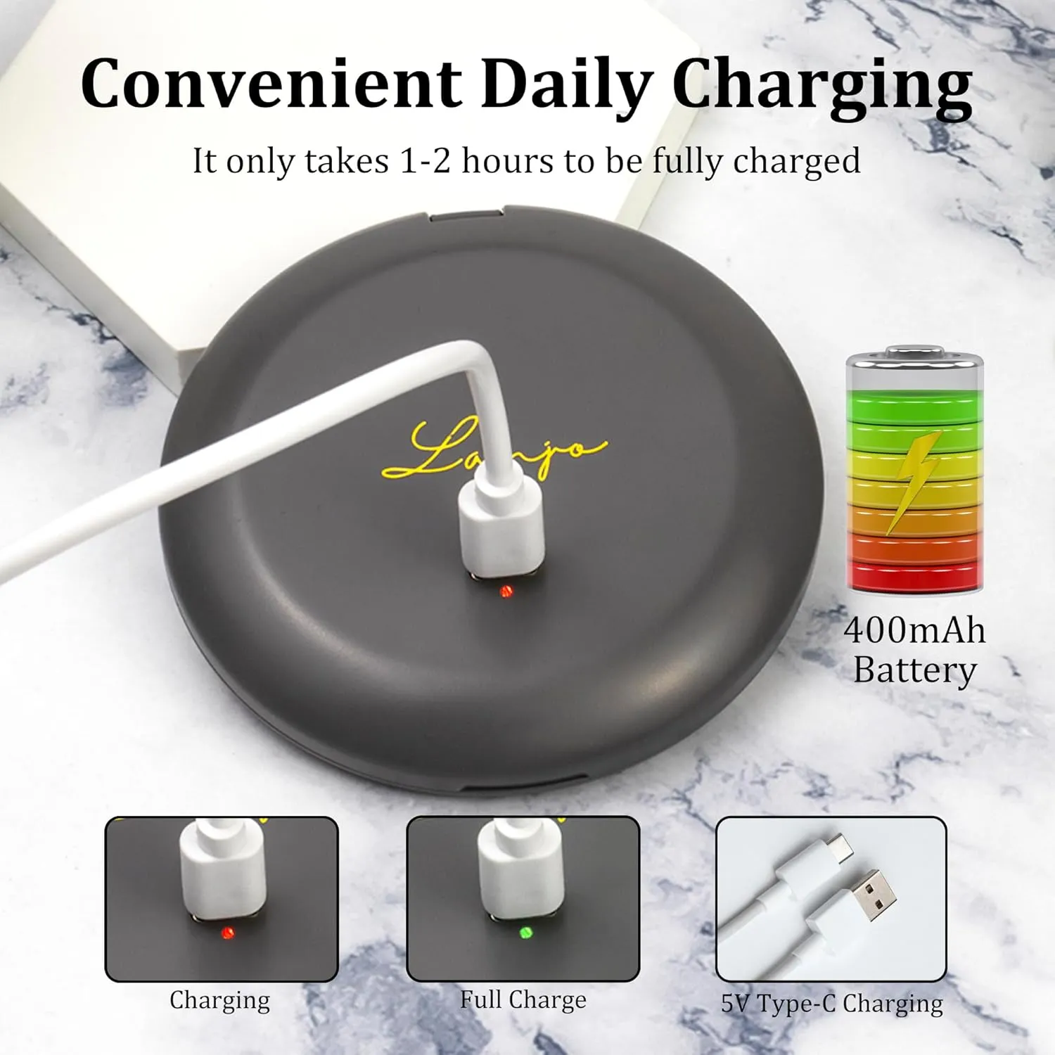 Lighted Compact Mirror – Fire Zodiac (Aries, Leo, Sagittarius) – Rechargeable Travel Makeup Mirror with 1x/5x Magnification – Charcoal Grey