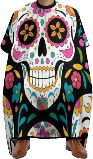 Lightweight Salon Cape - Mexican Sugar Skull Flower Art Haircut Hairdressing Cloth Apron Haircut Barber Gown for Barbers
