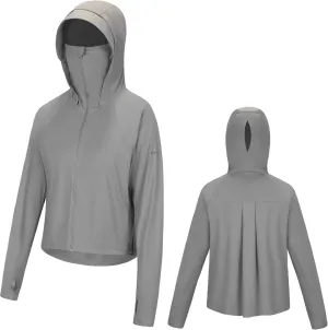 Lightweight UPF50  Sunscreen Full Hoodie Jacket Outerwear Coat Ice Silk Cooling Fabric Long Dress
