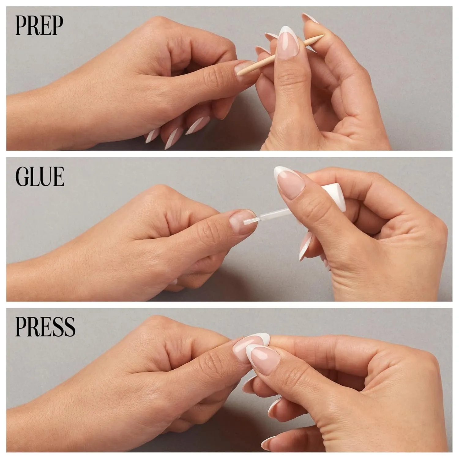 Lilac St - Press On Nails, Seeing Stars (30 Nails, 15 Sizes) - Medium, Almond, Glossy, Opaque - Brush-On Nail Glue, Nail File, Cuticle Stick, Prep Pad - Reusable - Cruelty Free, Vegan, Women Founded