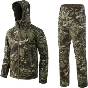 Lilychan Men’s Military Soft Shell Tactical Jacket and Pants Set Waterproof Snowboard Jacket Winter Snowsuit