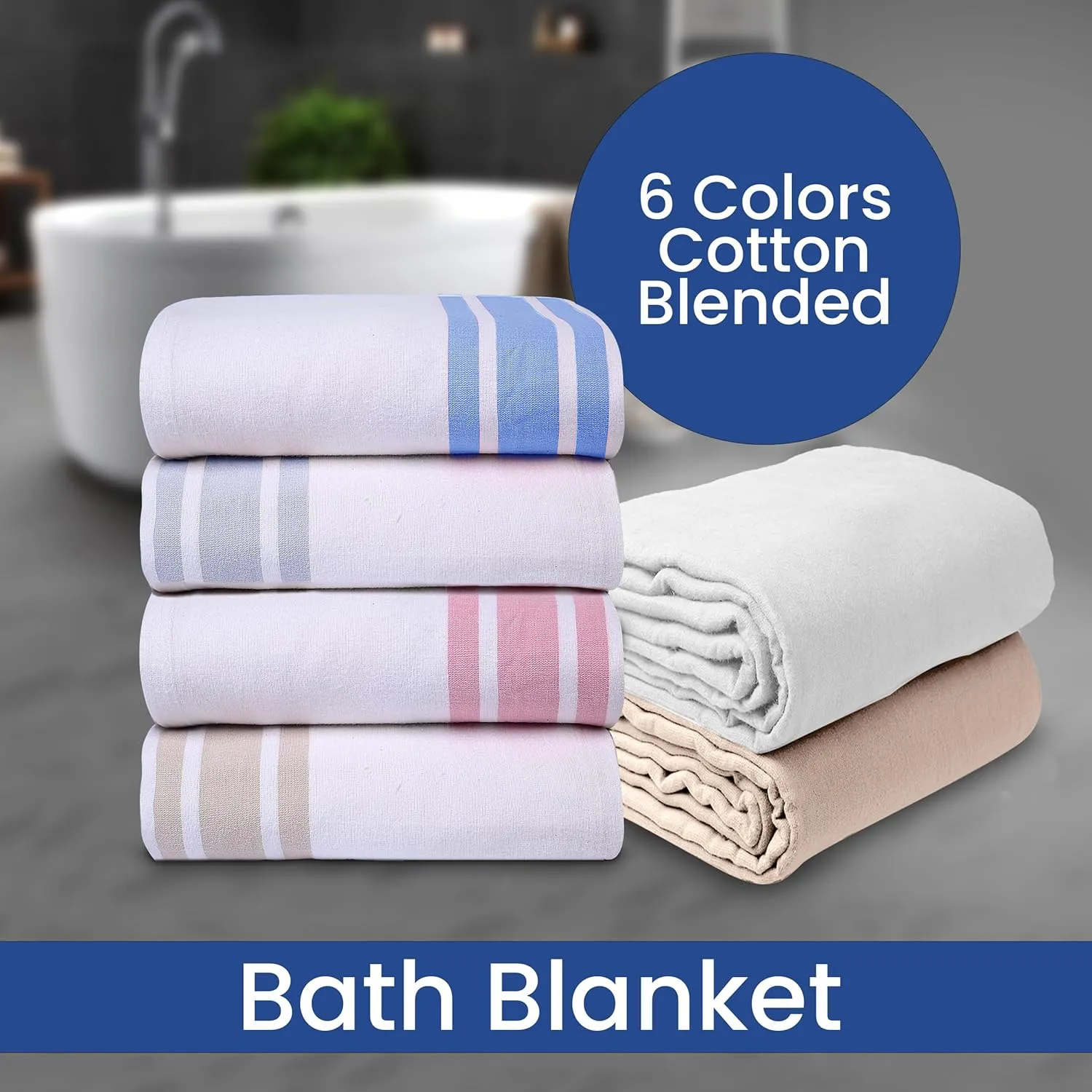 Linteum Textile Cotton Blended Hospital Patient Bath Blanket, Bed Bath Sheet, Twin Blanket Lightweight Sheet Blankets 70x90 in, 1.75 lb. White