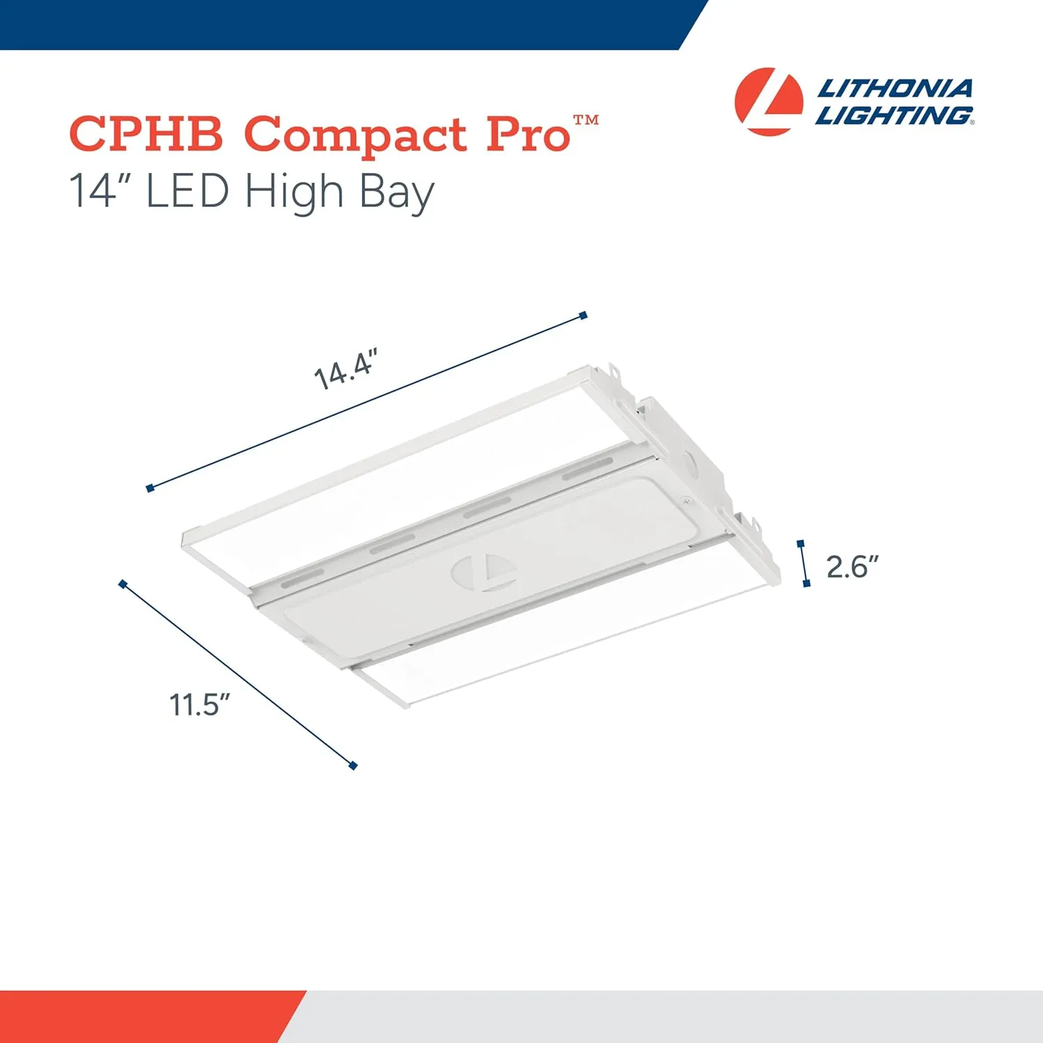 Lithonia Lighting Compact Pro LED High Bay Light, Ceiling Lighting Fixture, 15,000 Lumens, 4000K Cool White, Dimmable LED Work Light for Garage and Warehouse, MVOLT 120-277V (CPHB 15LM MVOLT 40K)