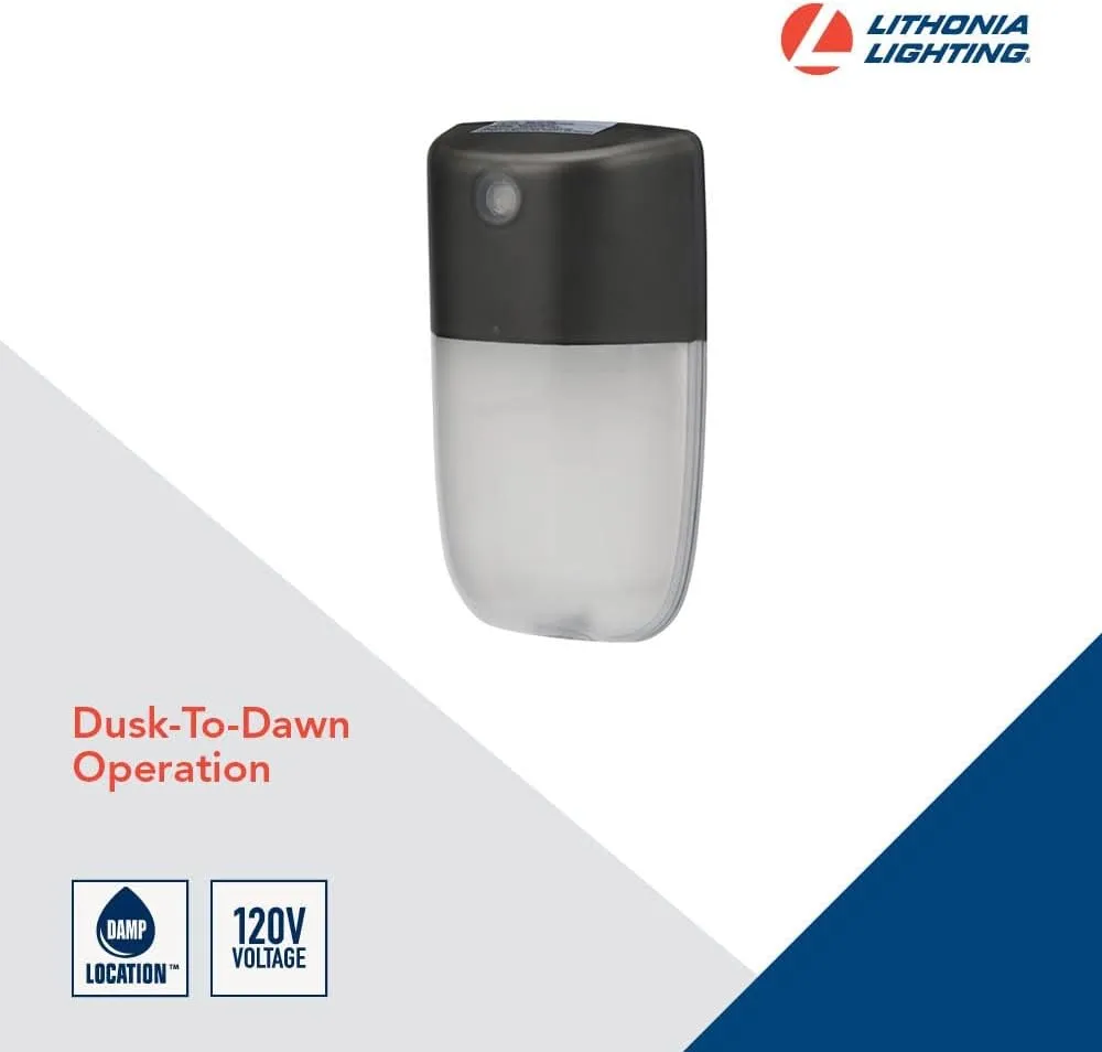 Lithonia Lighting OVWP LED 40K 120 PE DDB M4 Outdoor OVWP LED Dusk-to-Dawn Wall Sconce in Bronze, 14 Watts, 1240 Lumens