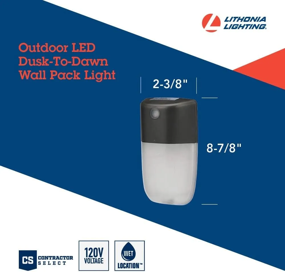 Lithonia Lighting OVWP LED 40K 120 PE DDB M4 Outdoor OVWP LED Dusk-to-Dawn Wall Sconce in Bronze, 14 Watts, 1240 Lumens