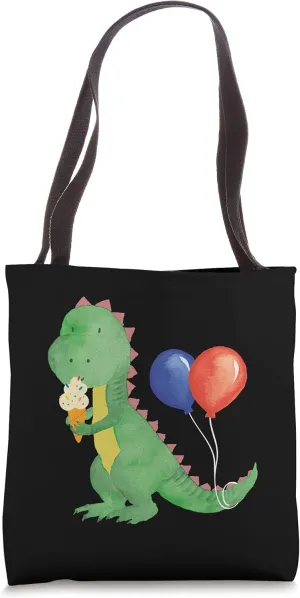 Little cute dinosaur with ice cream cone refreshment for all Tote Bag