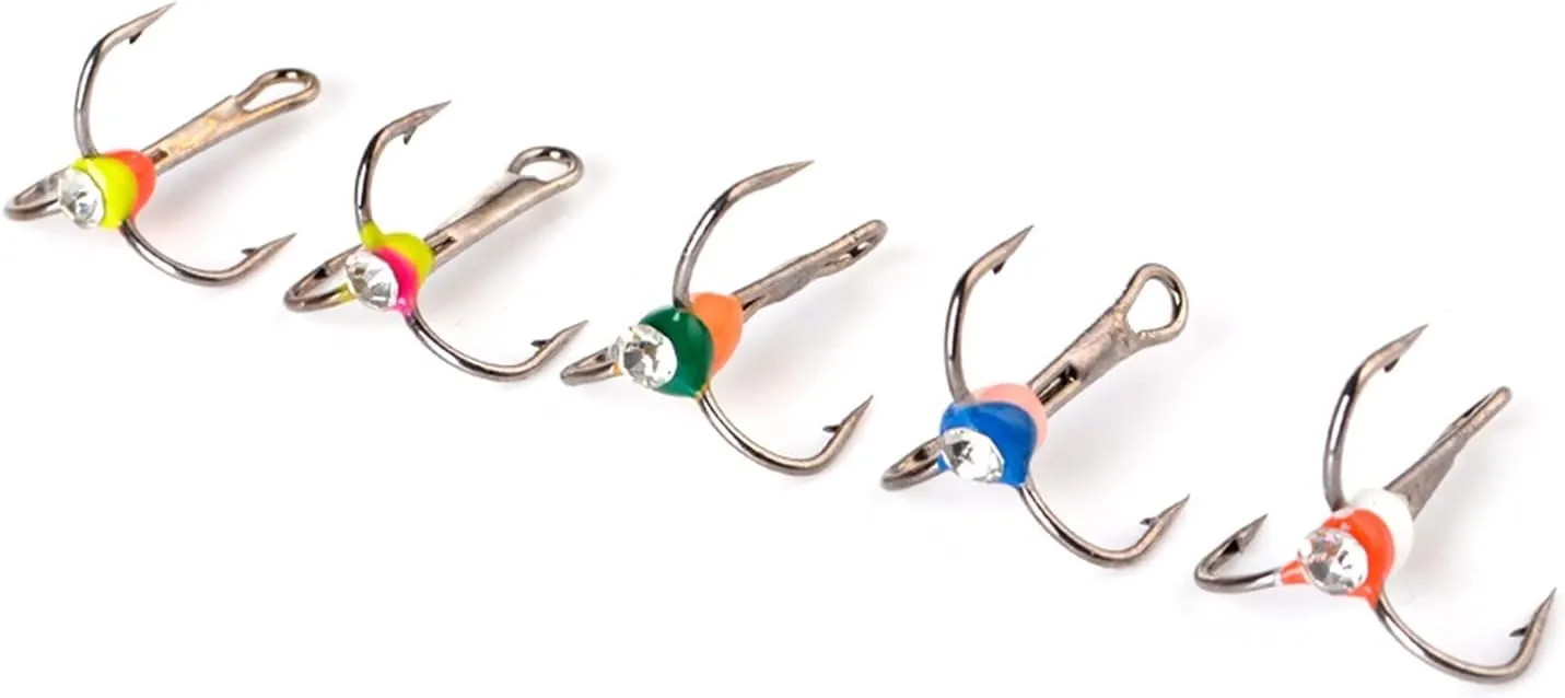 Liudan Winter Fishing Hook Ice Triple Fishing Hook Set Size 6# / 8# / 10# 12# High Carbon Steel for Carp Fishing Hooks
