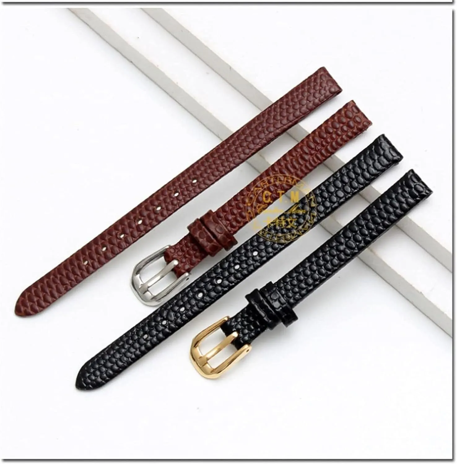 Lizard Print Cowhide Leather watchband for Ladies Replacement Ultra-Thin Watch Strap