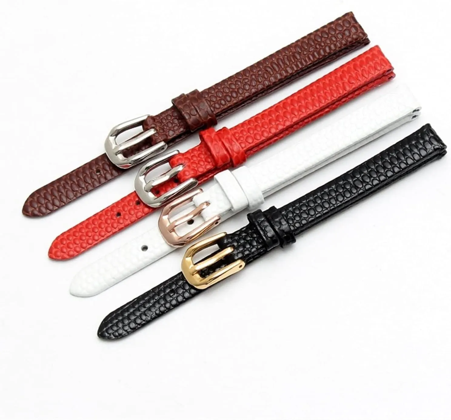 Lizard Print Cowhide Leather watchband for Ladies Replacement Ultra-Thin Watch Strap