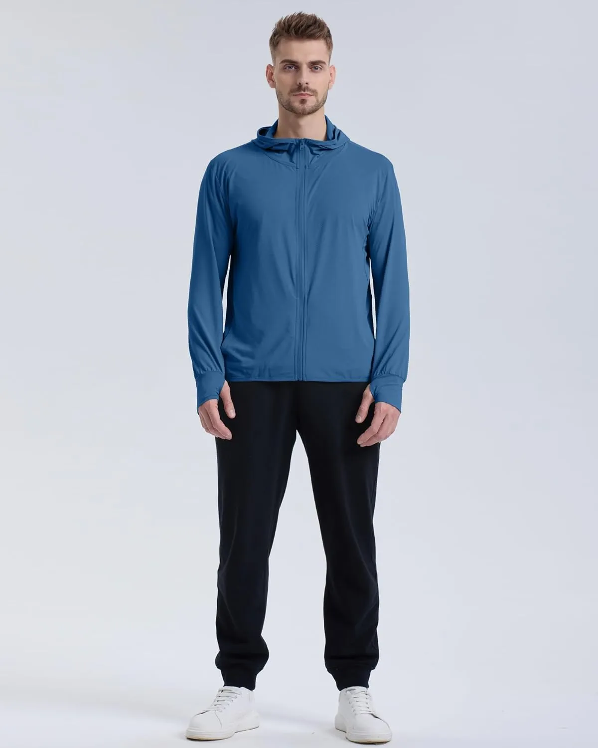 Locachy Men's UPF 50  Sun Protection Outdoor Lightweight Full Zip Hoodie Jacket Long Sleeve Fishing Hiking Performance Shirt