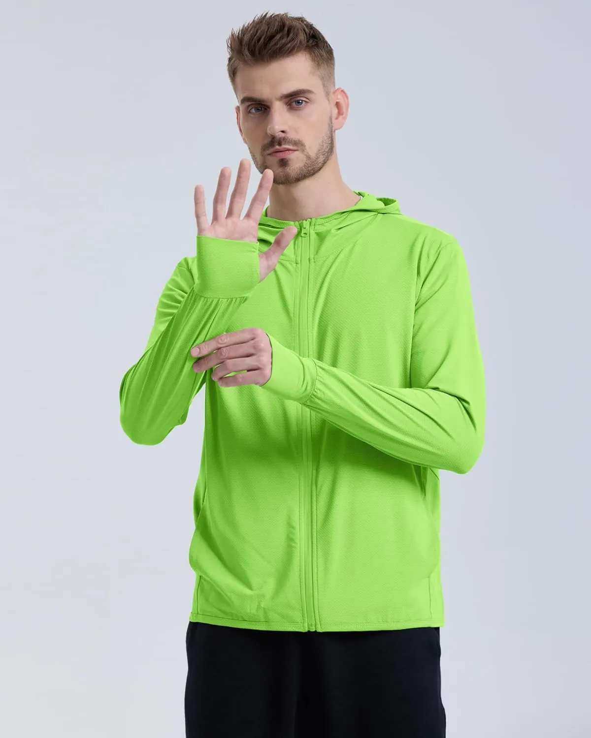 Locachy Men's UPF 50  Sun Protection Outdoor Lightweight Full Zip Hoodie Jacket Long Sleeve Fishing Hiking Performance Shirt