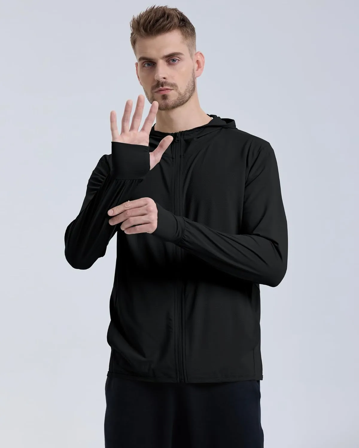 Locachy Men's UPF 50  Sun Protection Outdoor Lightweight Full Zip Hoodie Jacket Long Sleeve Fishing Hiking Performance Shirt