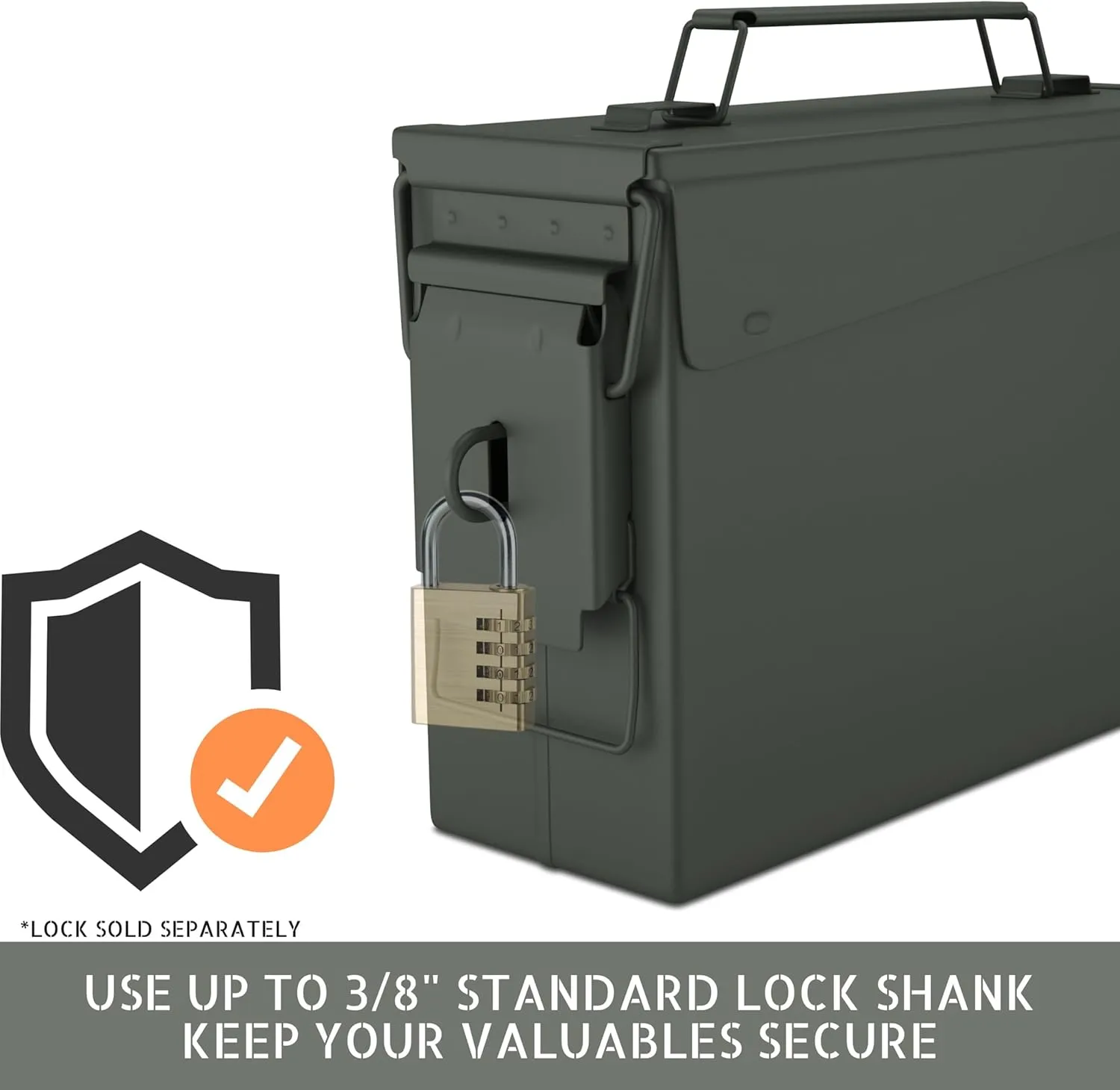 Lockable 30 & 50 Cal Metal Ammo Storage Box 9mm - Military & Army Steel Ammo Can for Ammunition Storage - Waterproof Ammo Crate Utility Box