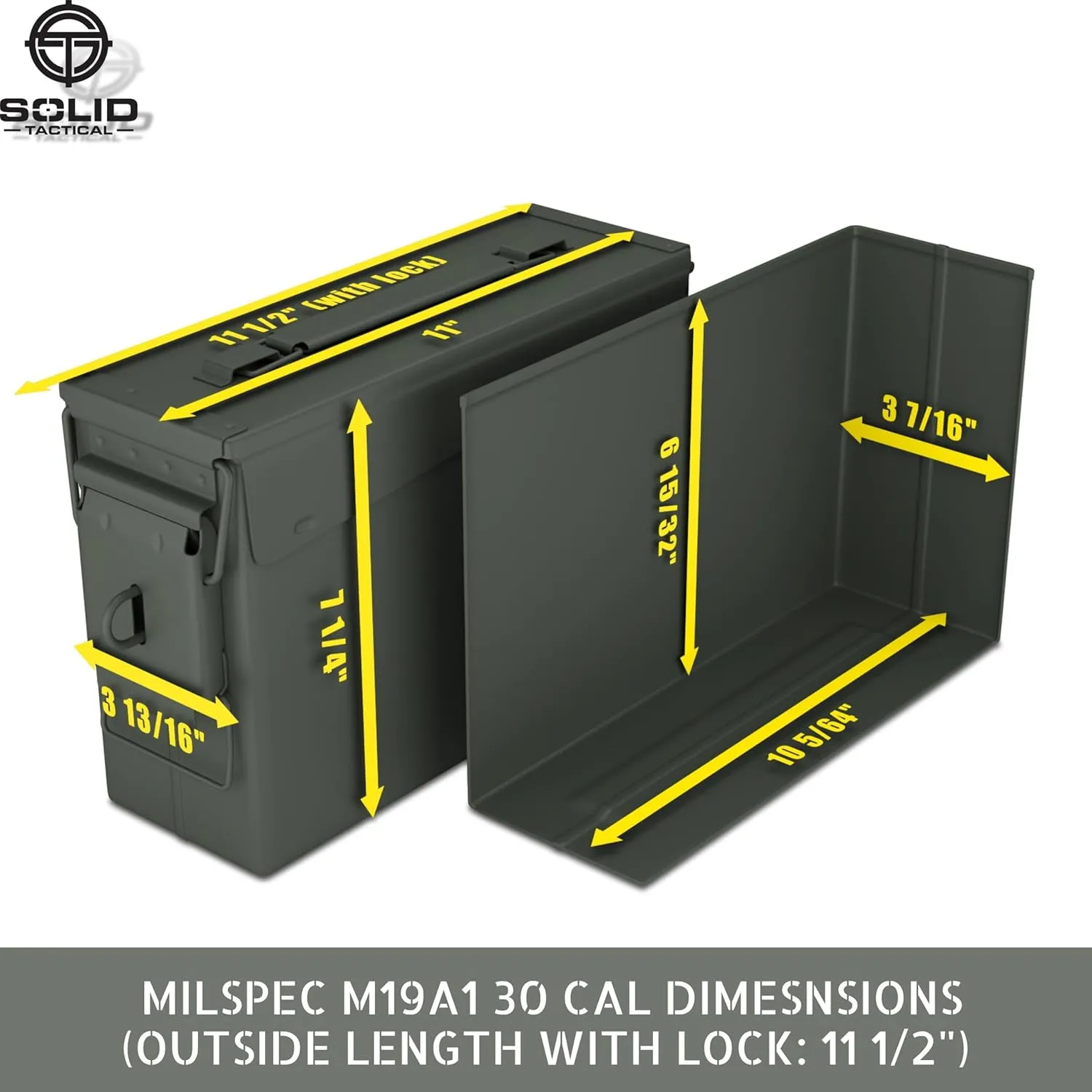 Lockable 30 & 50 Cal Metal Ammo Storage Box 9mm - Military & Army Steel Ammo Can for Ammunition Storage - Waterproof Ammo Crate Utility Box