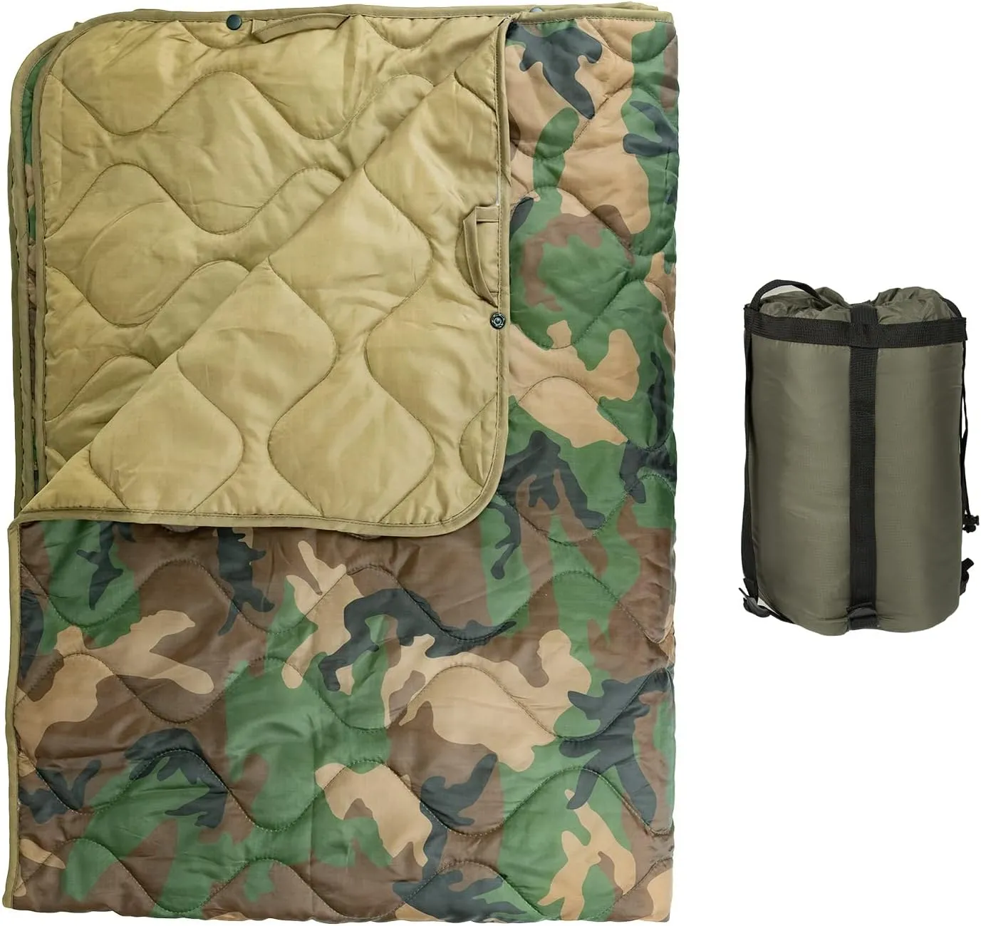 LOOGU Camo Blanket Waterproof Insulation Poncho Liner for Outdoor Camping, Hiking, Hunting, Survival, Backpacking, Picnicking