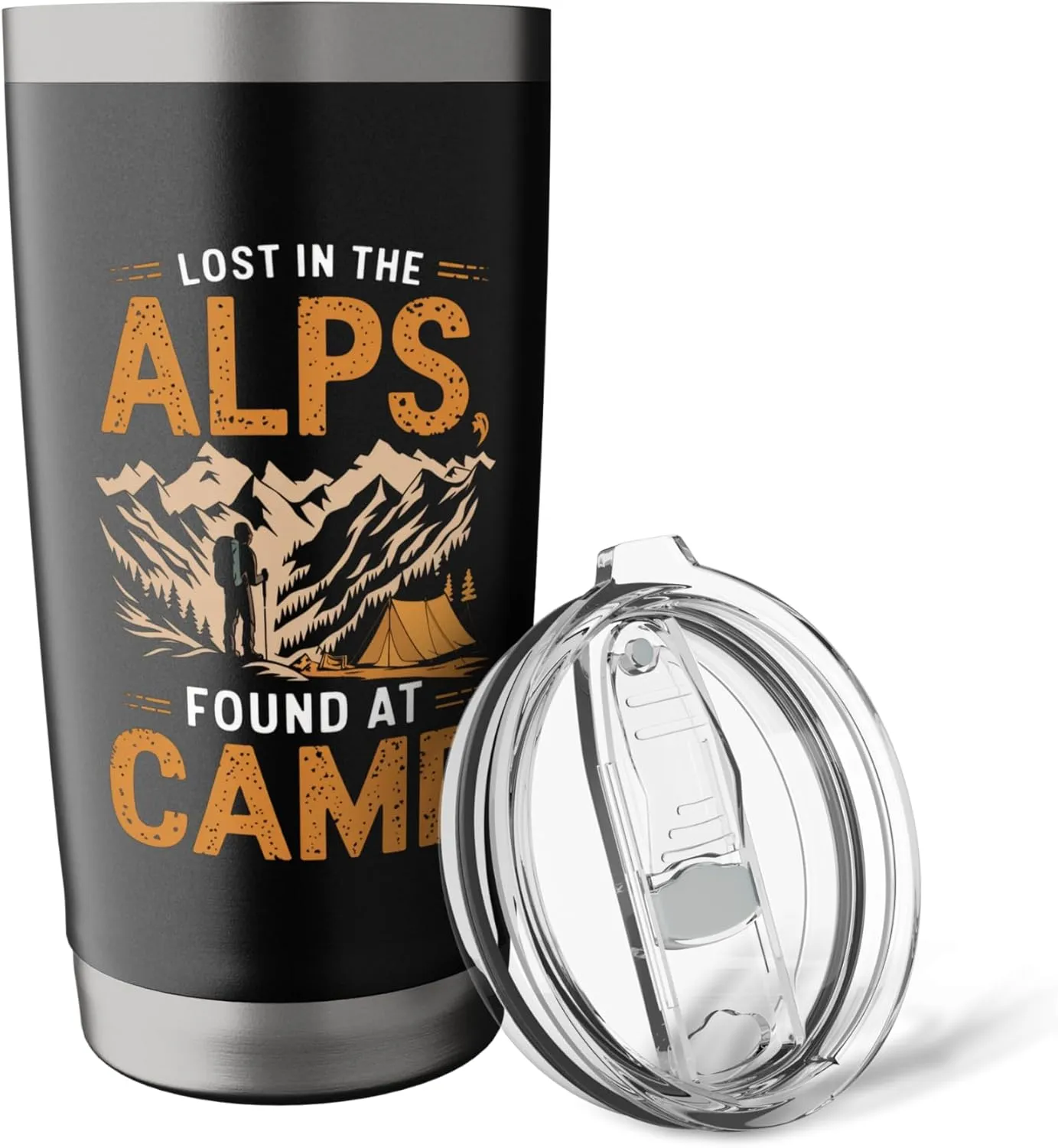 Lost in the Alps Found at Camp Alpine Camping Stainless Steel Insulated Tumbler