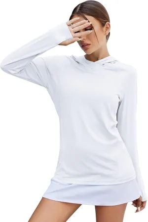 LUYAA Women's UPF 50  Sun Protection Hoodie Breathable Stretch Hiking Shirts Long Sleeve for Running Outdoor Workout