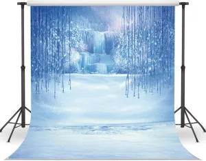 LYWYGG 6X8FT Ice and Snow White World Photography Backdrops Background Christmas Winter Snow Ice Crystal Pendant World for Children Photo Studio Props Backdrop CP-13-0608
