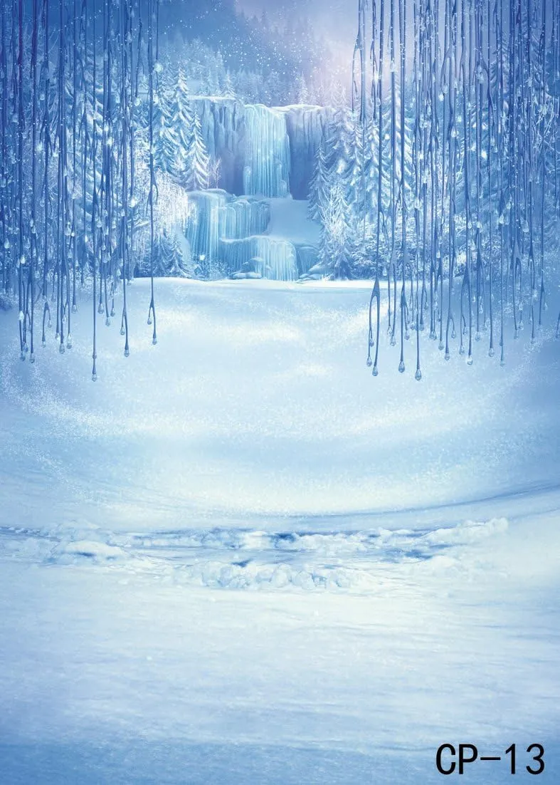 LYWYGG 6X8FT Ice and Snow White World Photography Backdrops Background Christmas Winter Snow Ice Crystal Pendant World for Children Photo Studio Props Backdrop CP-13-0608
