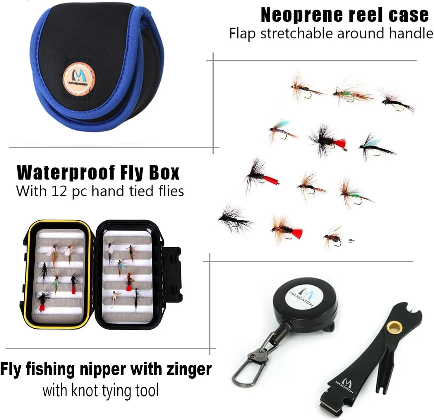 M MAXIMUMCATCH Maxcatch Extreme Fly Fishing Combo Kit 3/5/6/8 Weight, Starter Fly Rod and Reel Outfit, with a Protective Travel Case