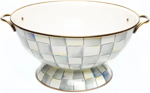MACKENZIE-CHILDS Enamel Bowl, Serving Bowl for Entertaining, Everything Bowl, Gray-and-White Sterling Check