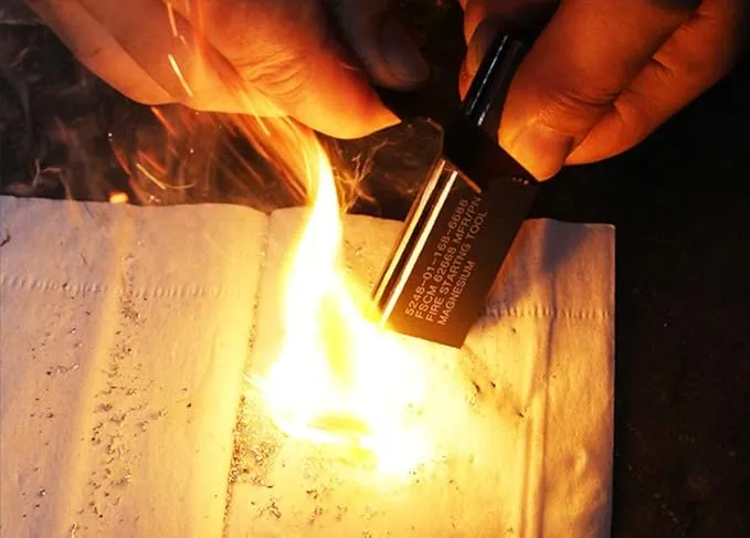 Magnesium Flint Fire Starter, Survival Fire Blocks with Striker for Camping/Hiking/Emergency (4 Pack)