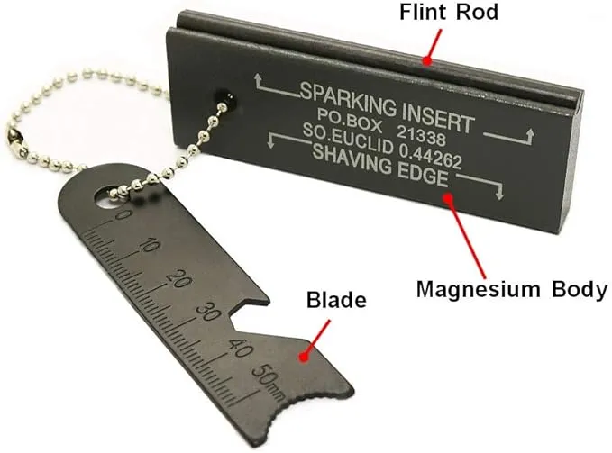 Magnesium Flint Fire Starter, Survival Fire Blocks with Striker for Camping/Hiking/Emergency (4 Pack)