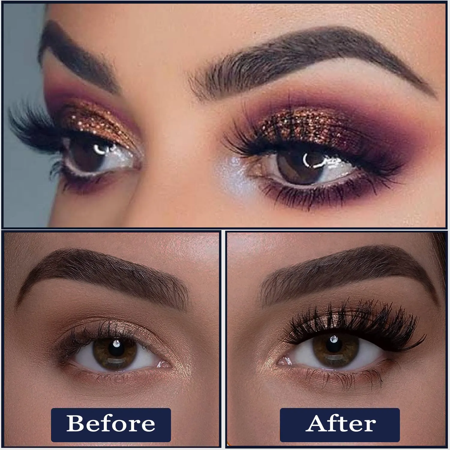 Magnetic Eyelashes 7C SevenCrown 10 Pairs Cat-Eye Magnetic Lashes with Liner,Natural Look,Reusable Magnet False Eyelashes Cruelty Free. Easy to Apply.
