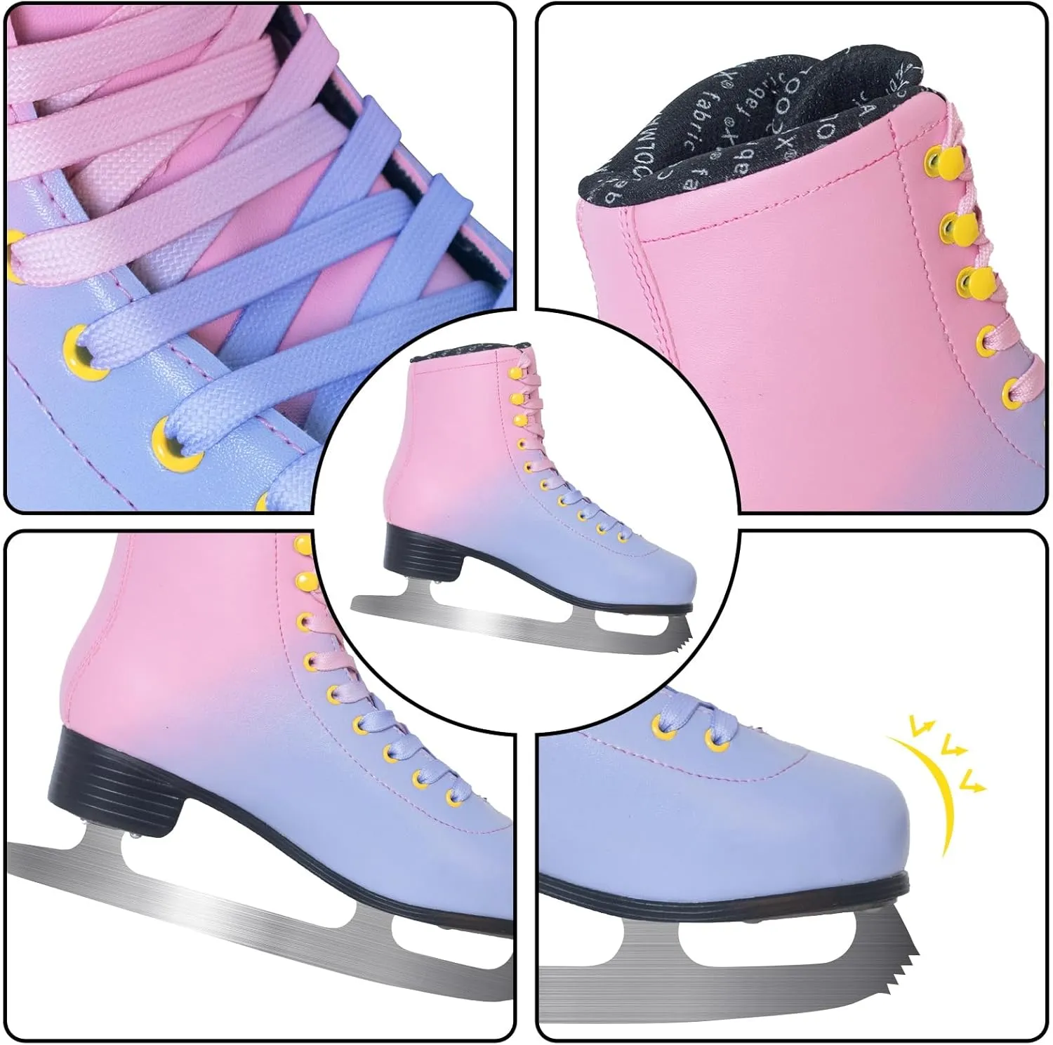 MammyGol Womens/Misses/Girls Lace up Light Support Ice Figure Skates Women Size 6 7 8 9 10 11 12