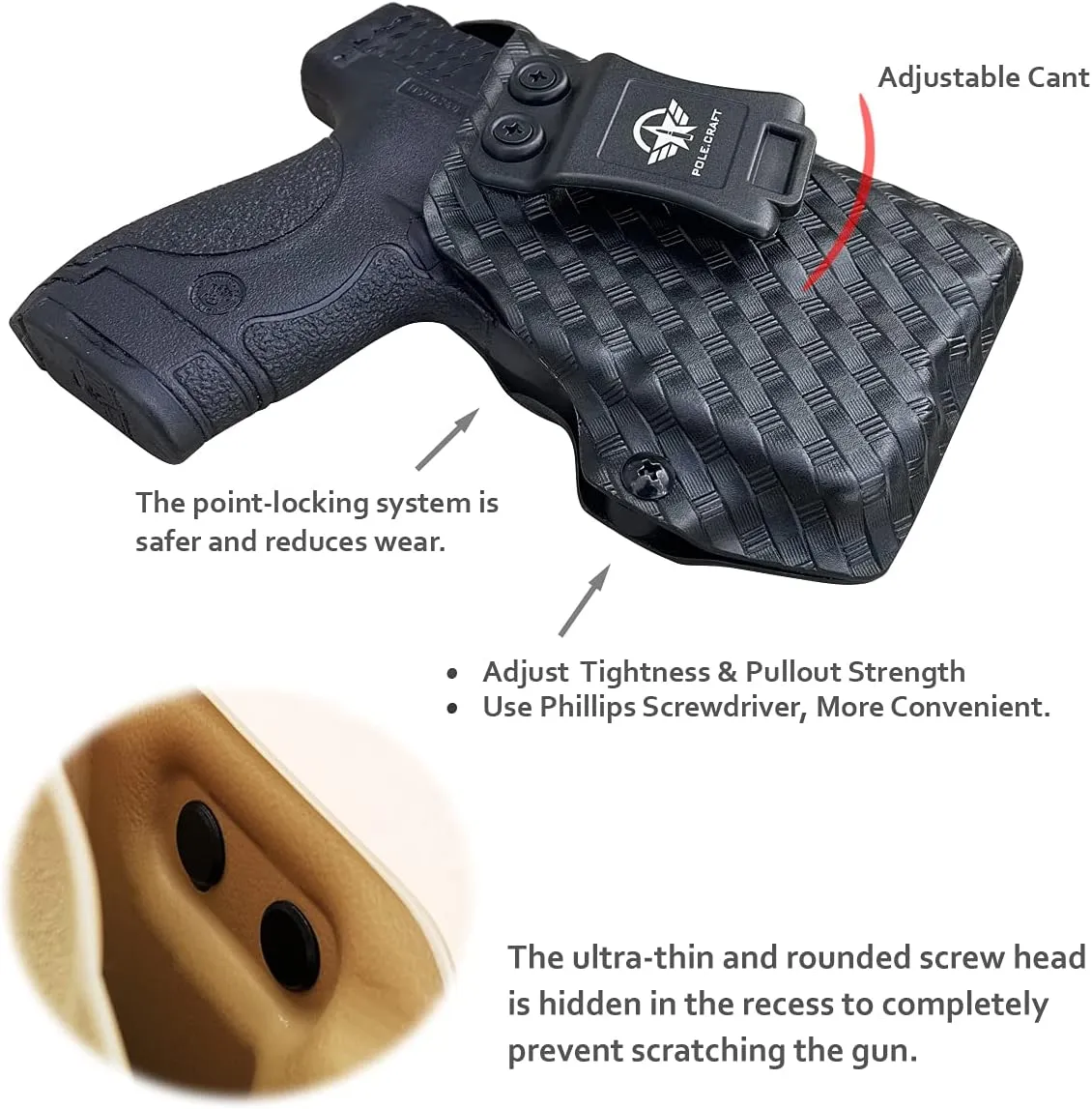 M&P Shield 40 Holster with TLR-6 Light Laser IWB Kydex Holster Custom Fit: Smith & Wesson M&P Shield 9mm/.40 w/TLR-6 - Inside Waistband - Cover Mag-Button, Widened Entrance, No Wear, No Jitter