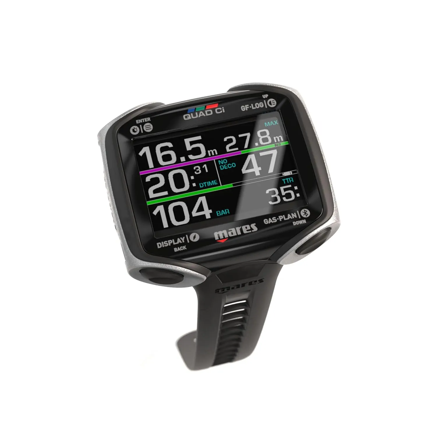 Mares Quad Ci Wrist Dive Computer (Black/Silver) - Activity Tracking Watch w/Multiple Dive Modes