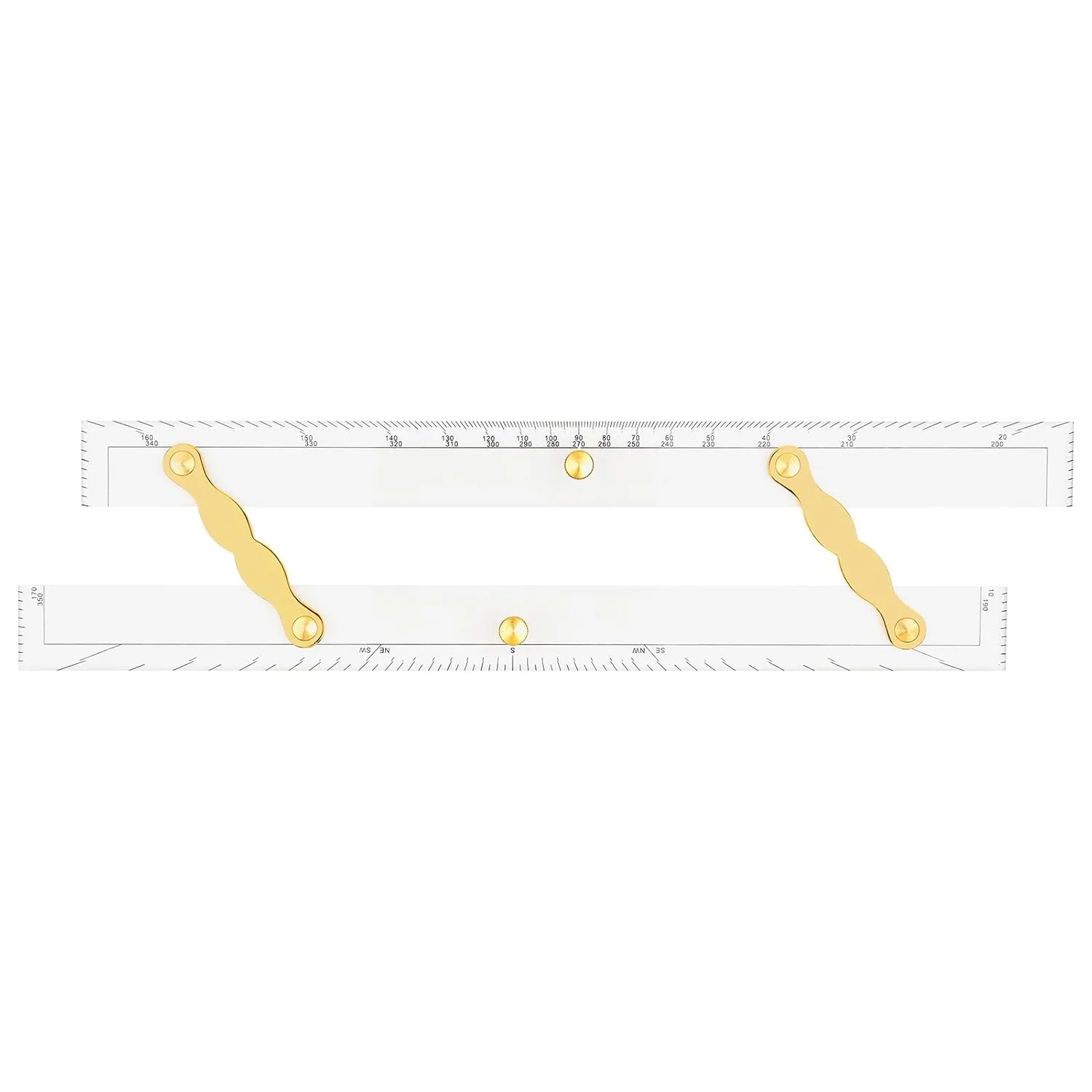 Marine Parallel Ruler with Brass Arms,15 Inches Marine Navigation Ruler for Navigational Plotting Nautical Charts Mapping Points