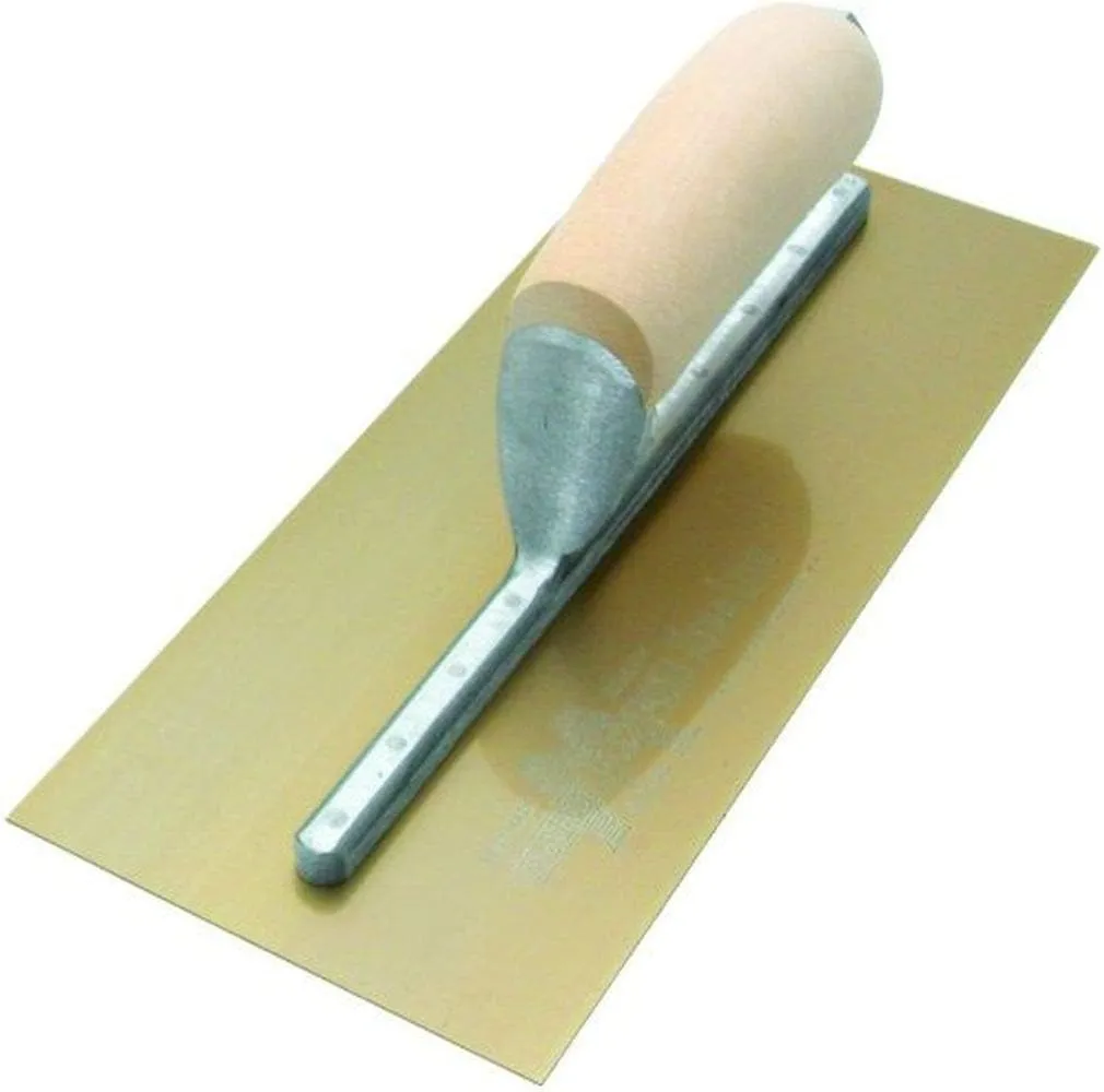 MARSHALLTOWN PermaShape Finishing Trowel, 16 x 5 Inch Flat Golden Stainless Steel Concrete Tool, Made in the USA, 165GSFP