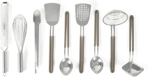 Martha Stewart 9-Piece Stainless Steel Prep & Serve Kitchen Gadget and Tool Set - Dishwasher Safe