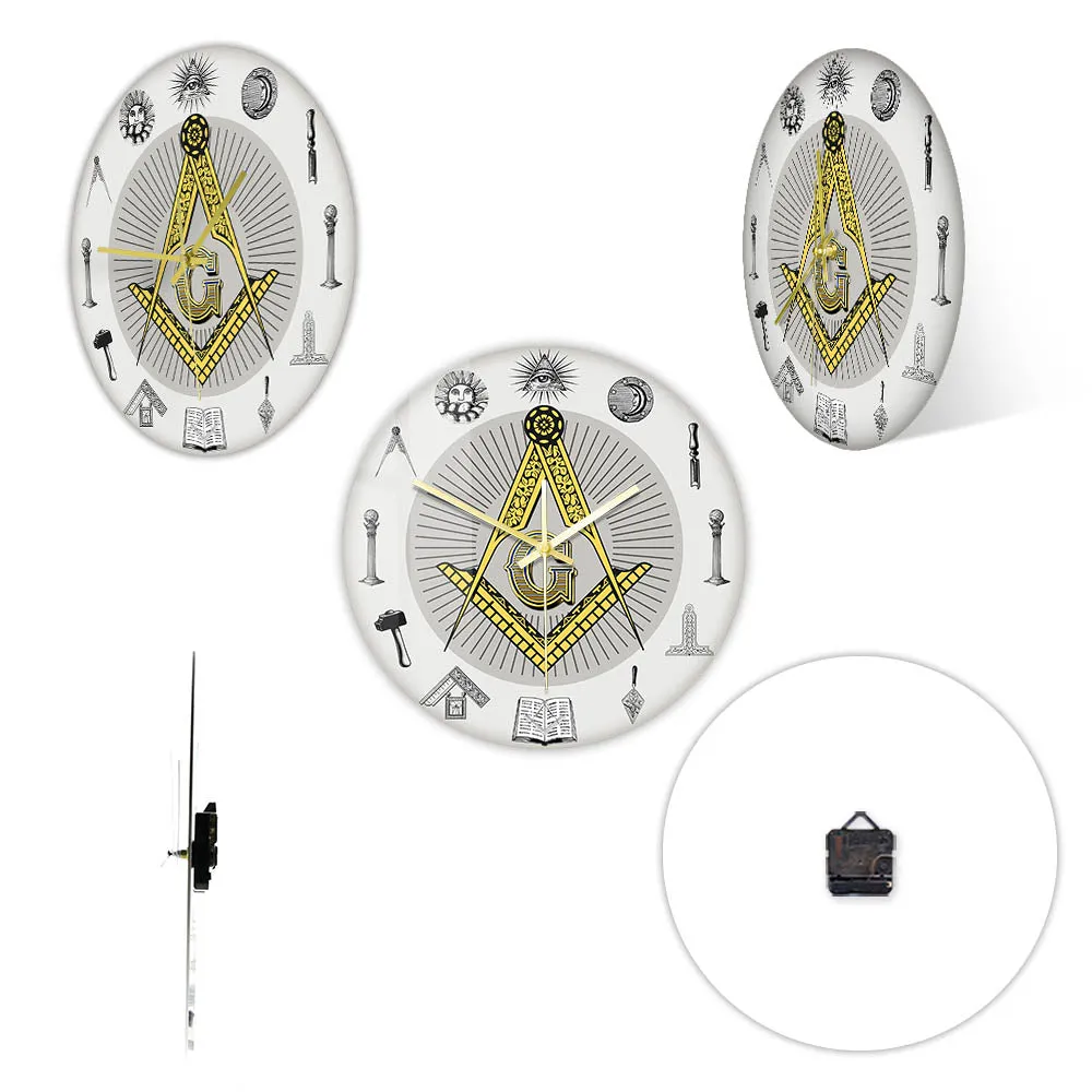 Master Mason Blue Lodge Clock - Golden Square and Compass G Digital LED